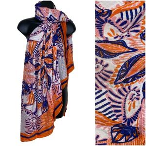 Stella & Dot Women's‎ Scarf Wrap Orange Pink Blue Floral Lightweight Wrap